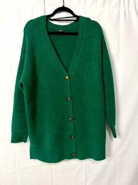 Torrid Green V-Neck Soft Button Up Cardigan Sweater Plus Size Oversized Sz 00